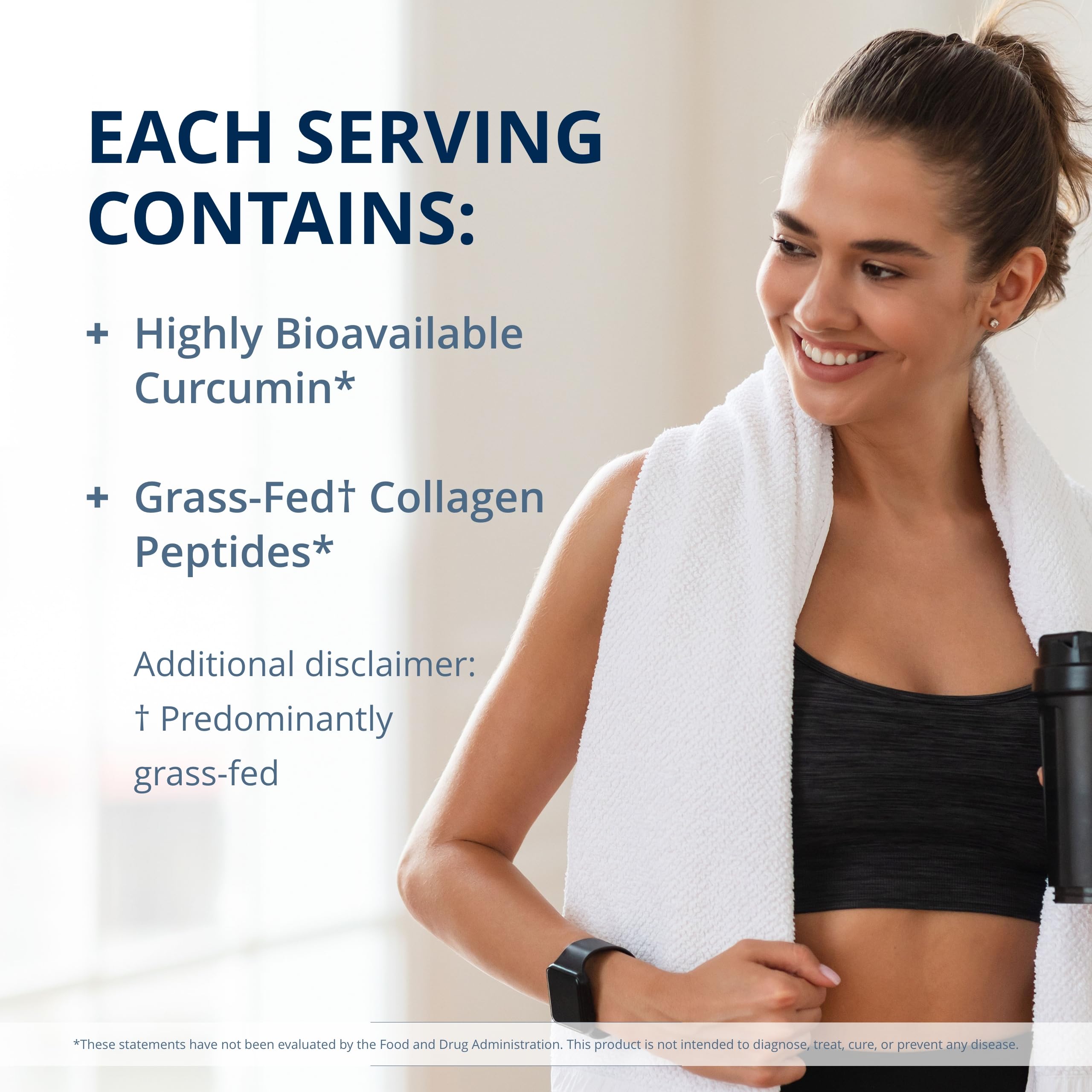Grass-fed collagen peptides being poured for skin and joints.