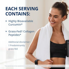 Grass-fed collagen peptides being poured for skin and joints.