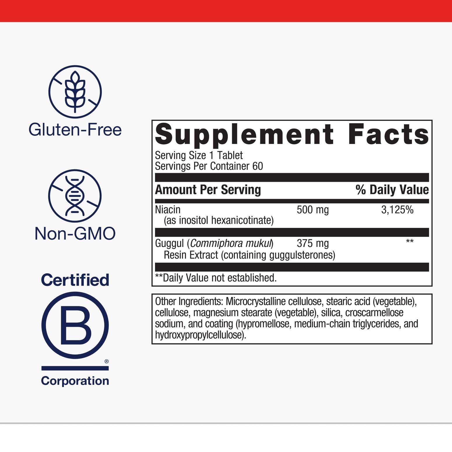 Metagenics Lipotain tablets close-up highlighting guggul extract for lipid support