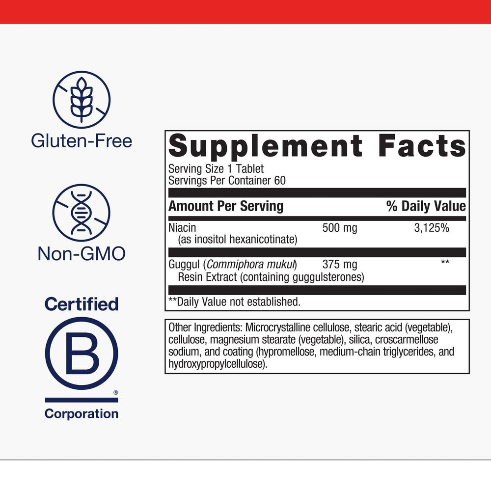 Metagenics Lipotain tablets close-up highlighting guggul extract for lipid support