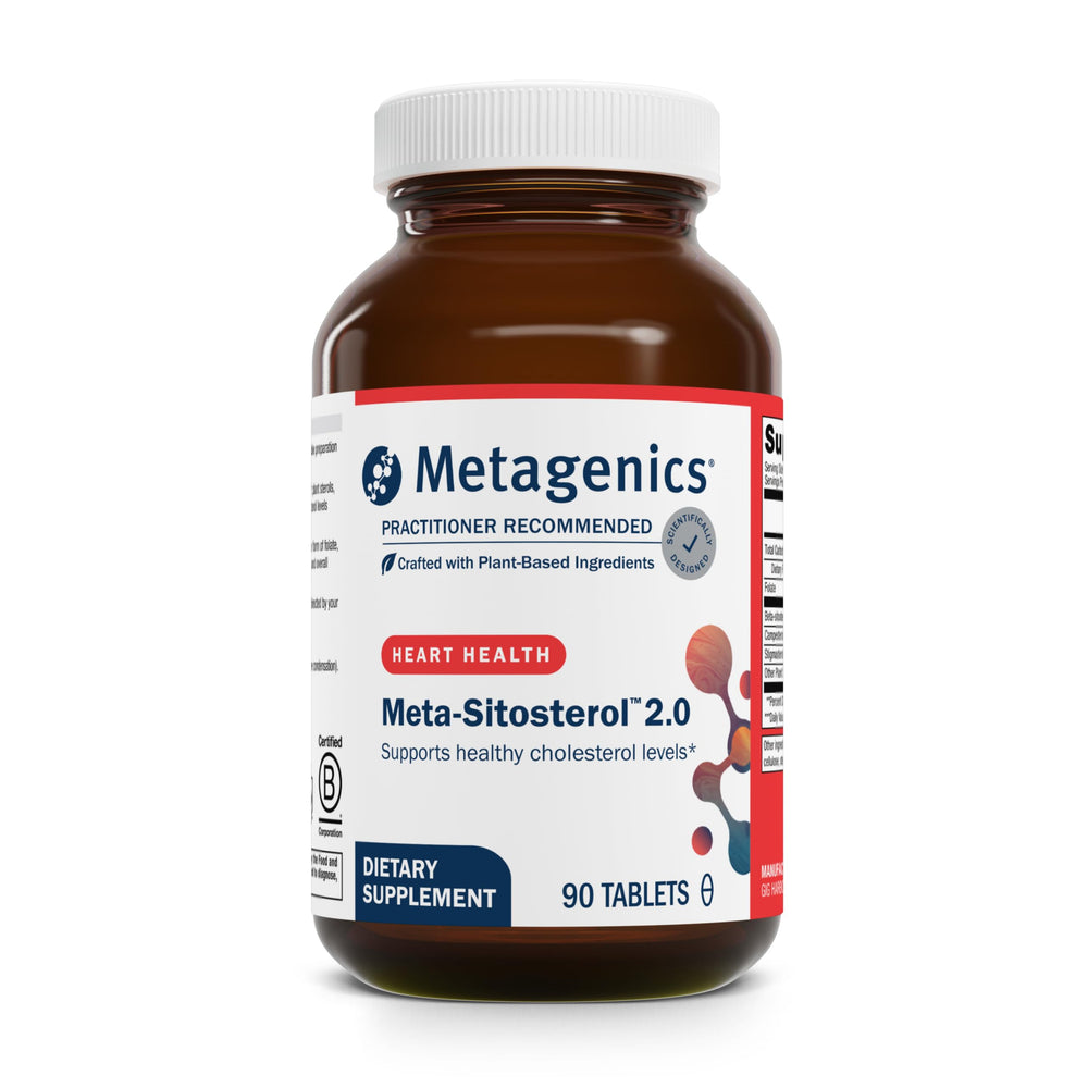 Metagenics Meta-Sitosterol 2.0 bottle with capsules for heart health support.