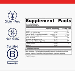Metagenics MethylCare capsules closeup shows capsules and label details for bioactive folate.