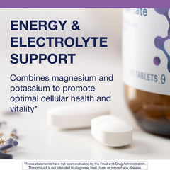 Front label of Metagenics Mg/K Aspartate packaging communicates purity and brand trust.