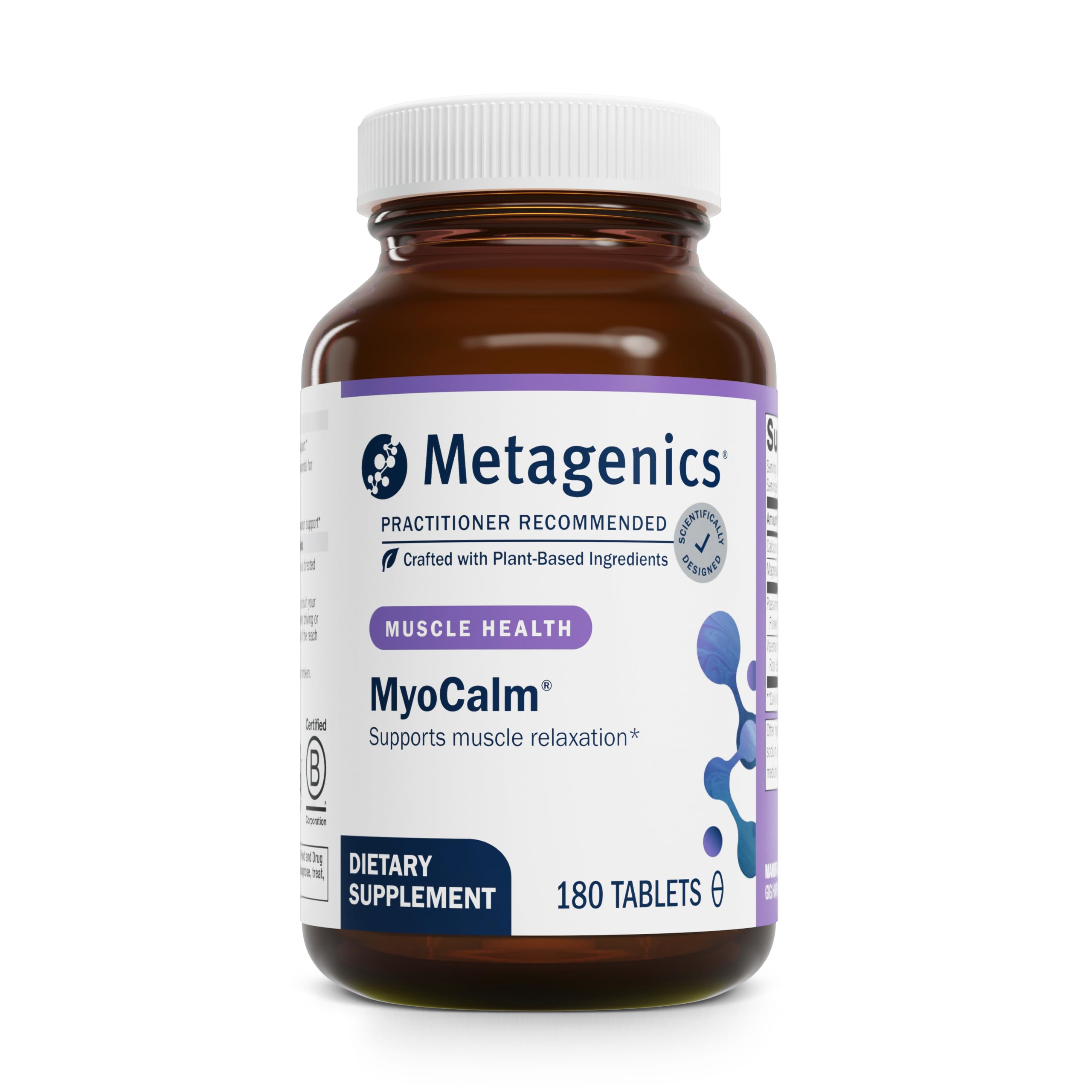Metagenics MyoCalm bottle front view highlighting calm muscle support