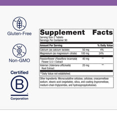 Close-up of Metagenics MyoCalm tablets showing calcium and magnesium blend