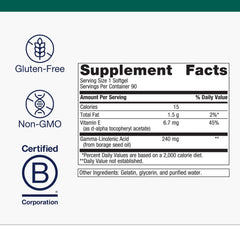Metagenics OmegaGenics bottle shows GLA content for balanced wellness