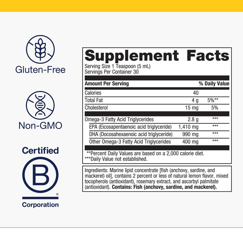 Metagenics OmegaGenics EPA-DHA 2400 label close-up highlights purity.