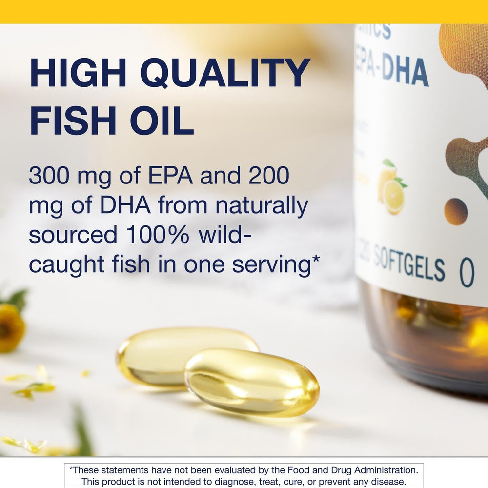 Metagenics OmegaGenics EPA-DHA 500 third-party test seal highlighting safety