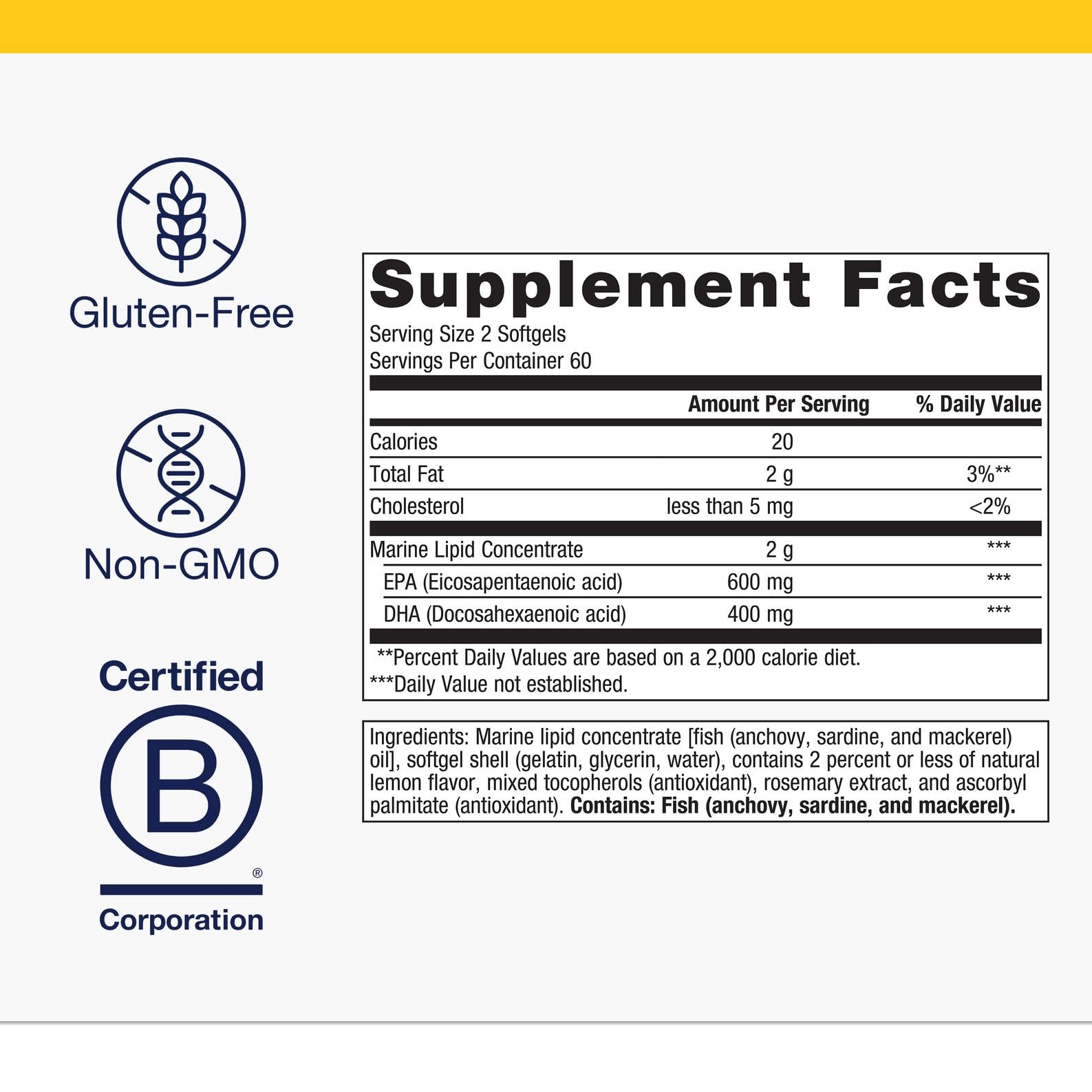Metagenics OmegaGenics EPA-DHA 500 softgels closeup for daily cardiovascular support
