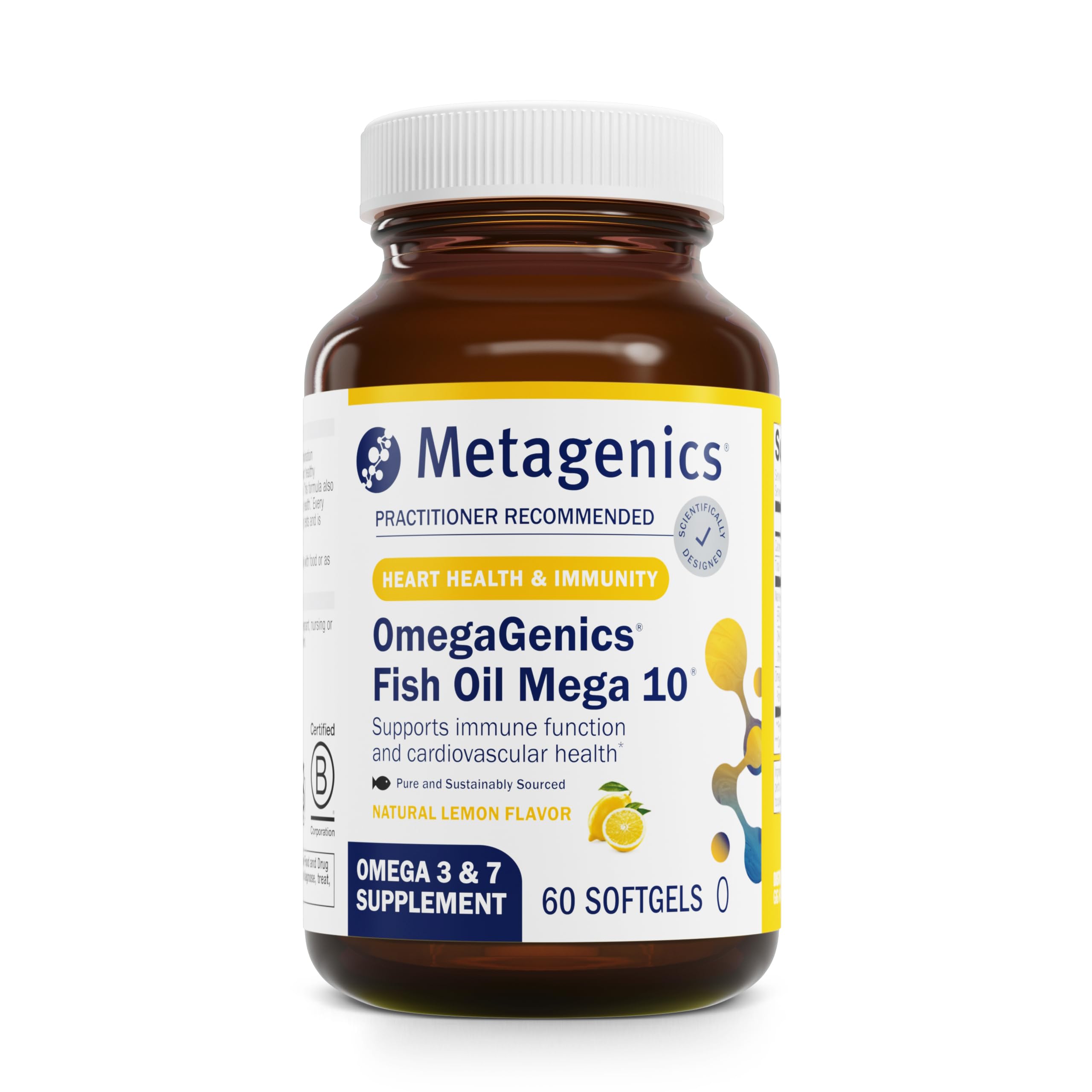 Metagenics OmegaGenics Mega 10 bottle front view for overall wellness support
