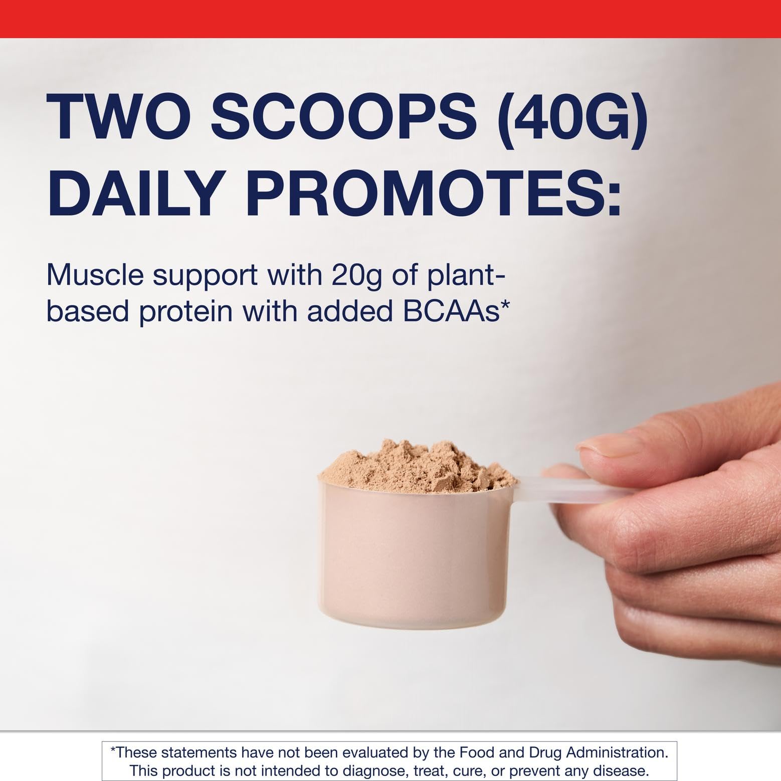 Scoop in bowl measuring Metagenics Perfect Protein for precise daily use.