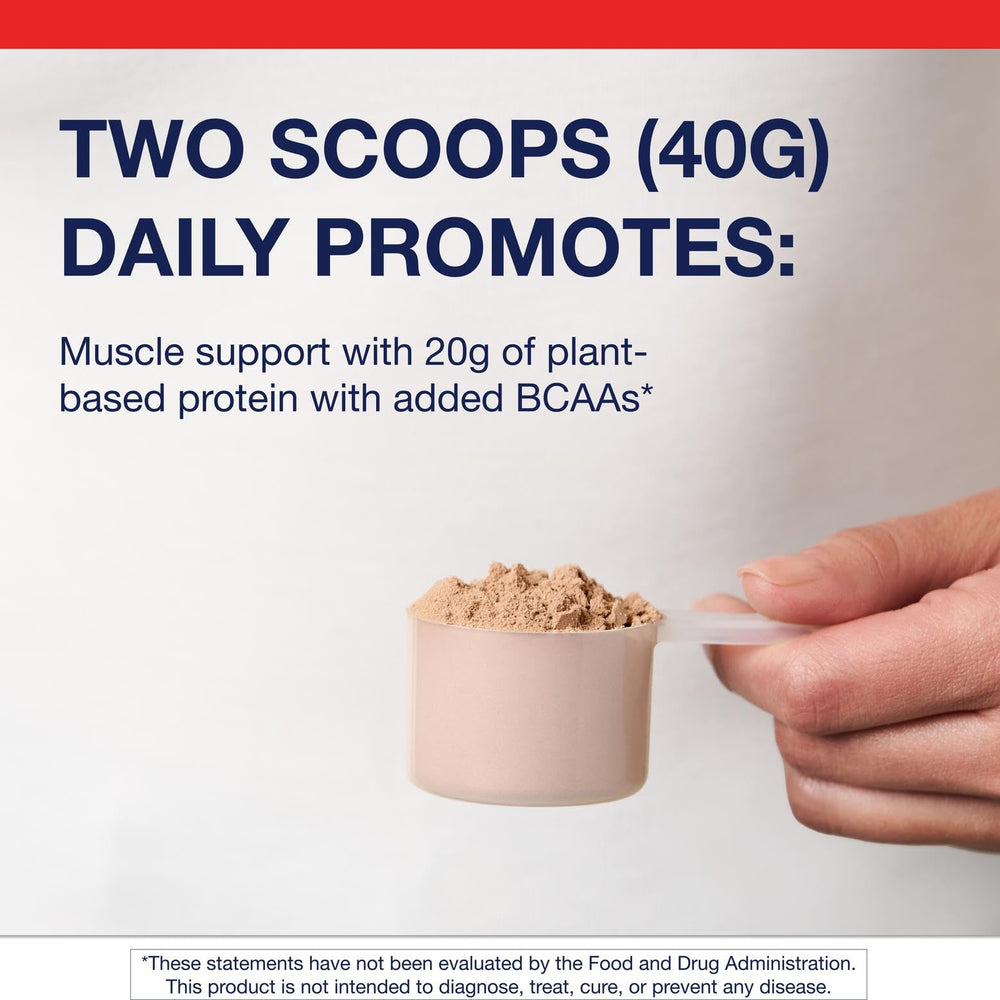 Scoop in bowl measuring Metagenics Perfect Protein for precise daily use.