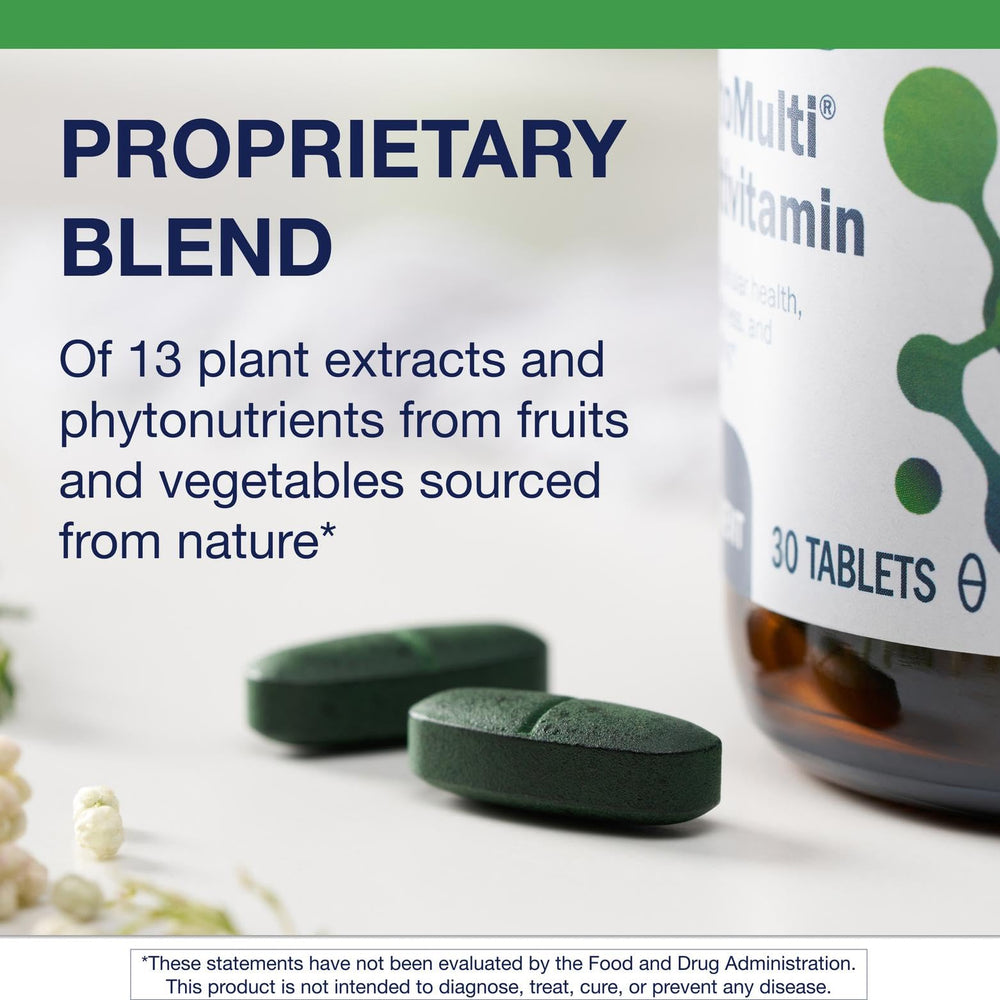 Glass bottle of Metagenics PhytoMulti Without Iron on table