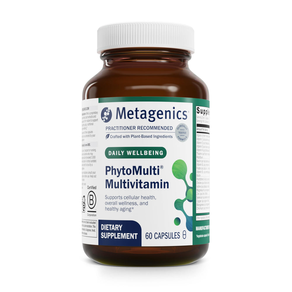 Metagenics PhytoMulti bottle front for daily wellness support.