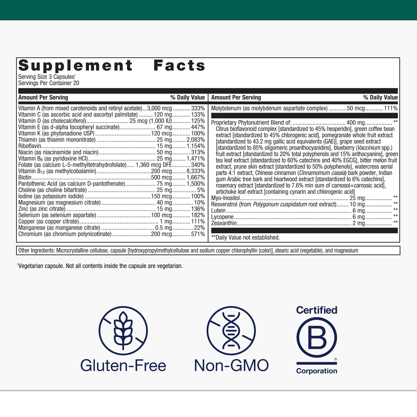 Metagenics PhytoMulti capsules close-up for convenient daily nutrition.
