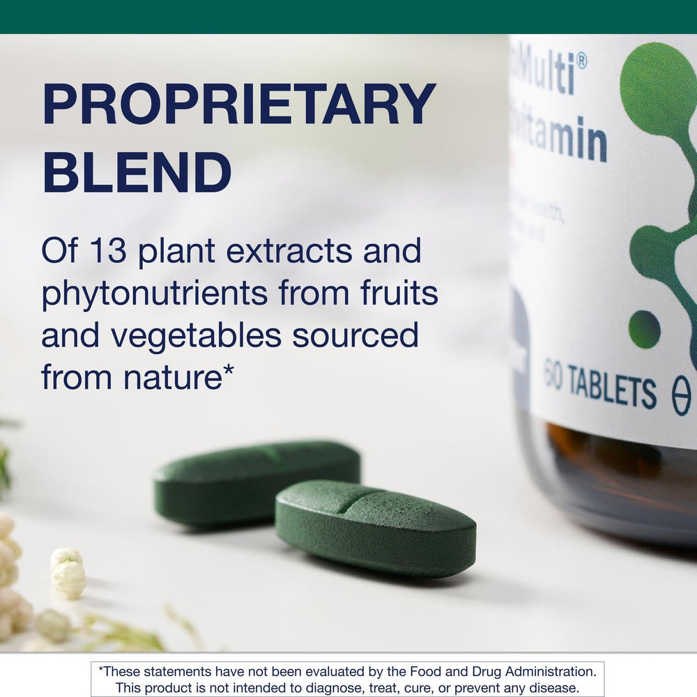 Metagenics PhytoMulti with Iron tablets pour demonstrates easy daily dosing.