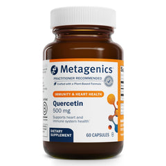 Metagenics Quercetin 500mg bottle shows potential immune support and antioxidant benefits