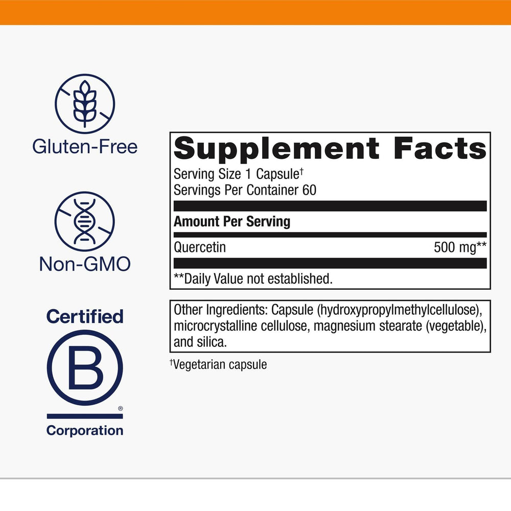 Metagenics Quercetin 500mg capsules close-up for easy daily immune support