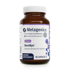 Metagenics SeroSyn bottle cap close-up for calm focus and daily stress support