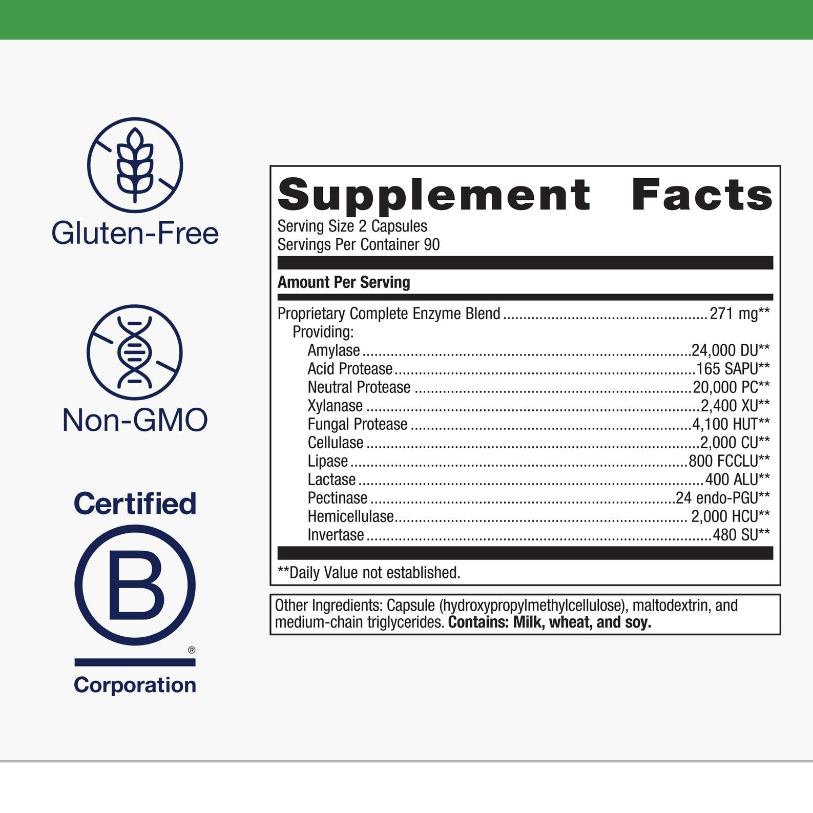 Close-up of SpectraZyme capsules showing plant-based enzymes for protein, fat, and carb digestion.