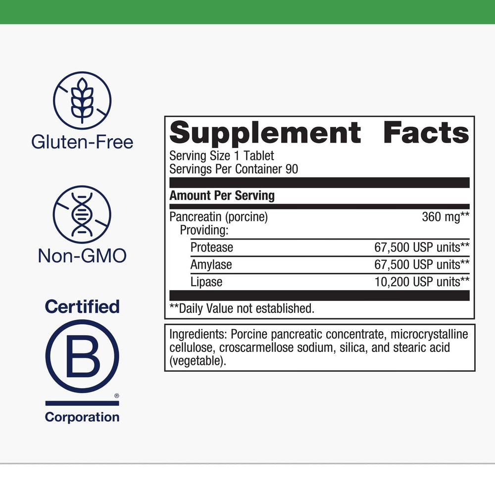 SpectraZyme tablets close-up indicating fat and carb digestion support.