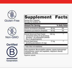 SulforaClear capsules close-up showing convenient vegan capsules for antioxidant care