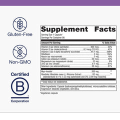 Metagenics Thyrosol bottle label close-up, zinc and selenium details for thyroid health.