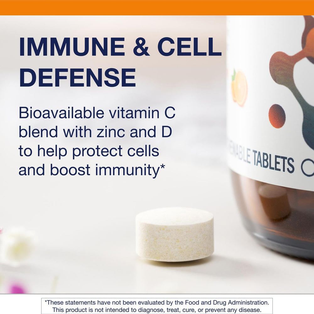 Metagenics Ultra Potent-C natural orange flavor chewables, convenient daily use.