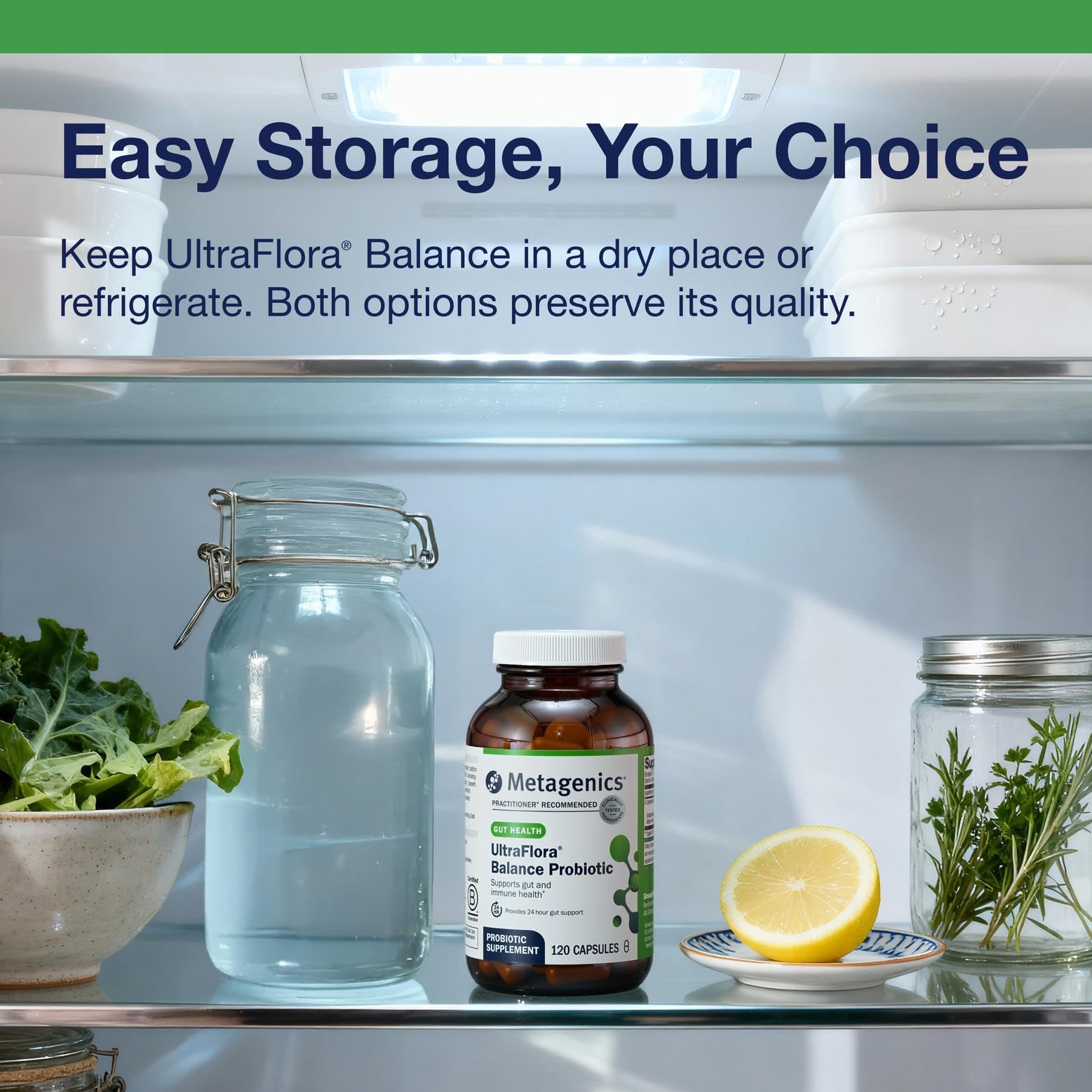Metagenics UltraFlora Balance daily-use bottle ready for everyday routines.