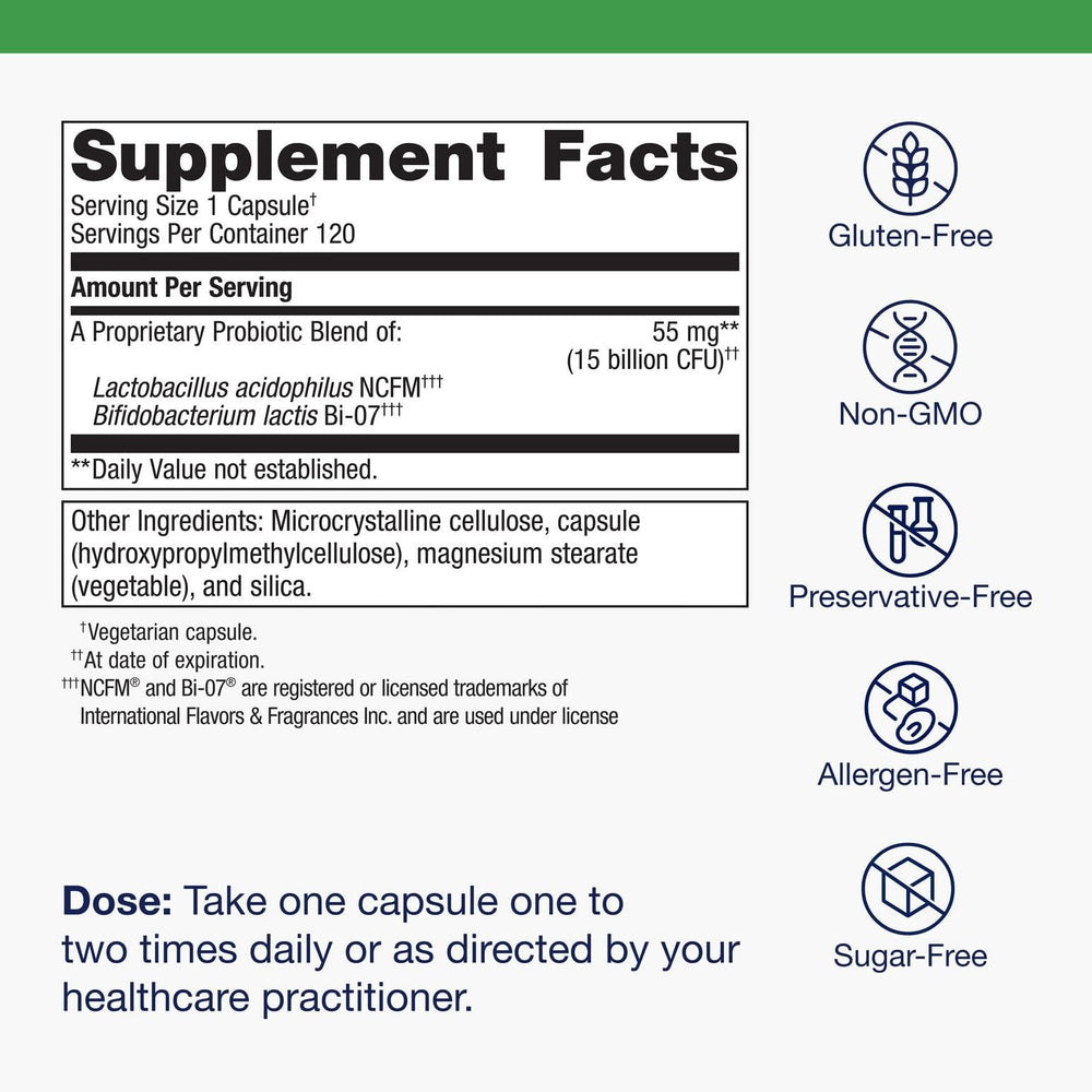 Metagenics UltraFlora Balance packaging box highlighting shelf-stable formula.