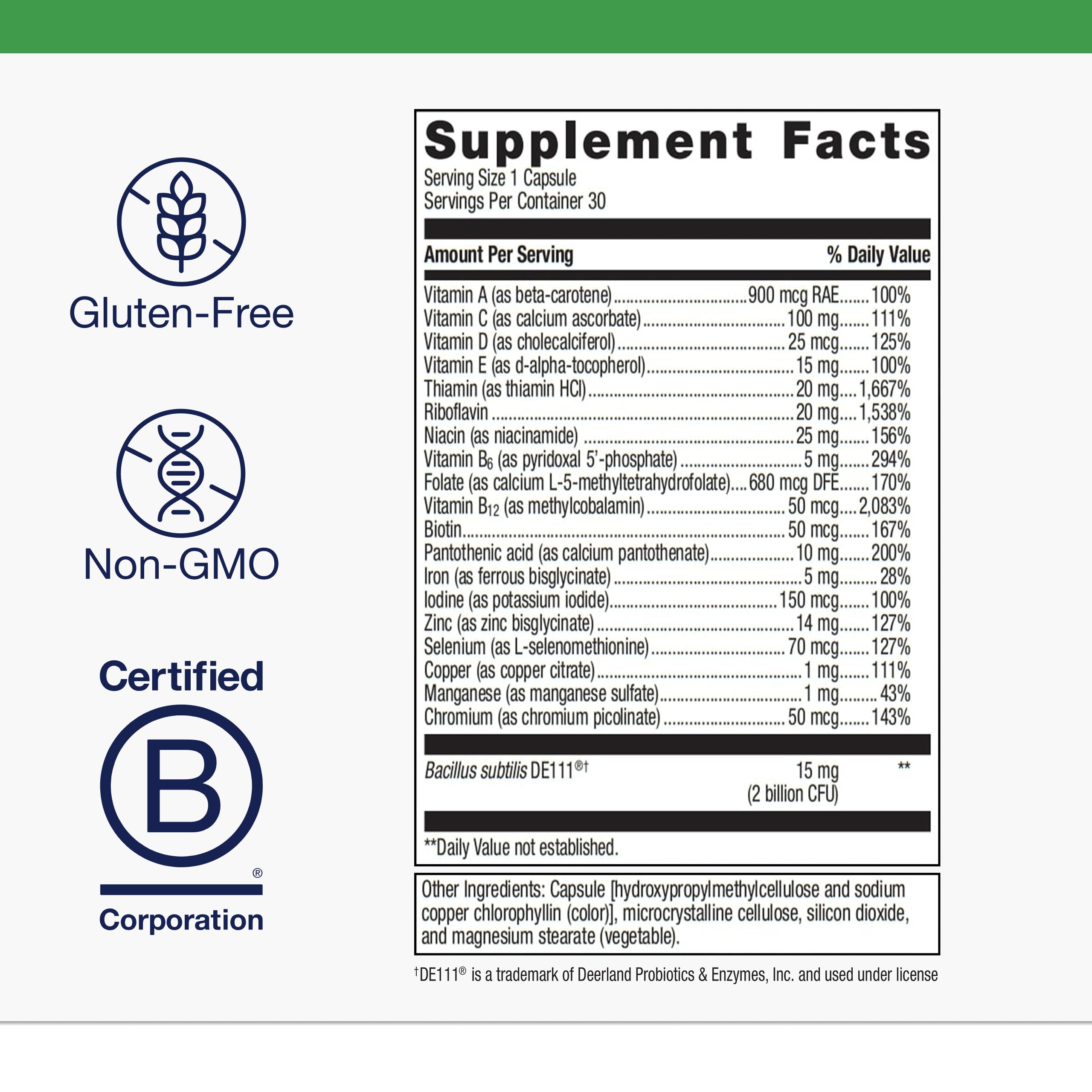 Metagenics UltraFlora probiotic capsule closeup emphasizing daily digestive comfort and balance.