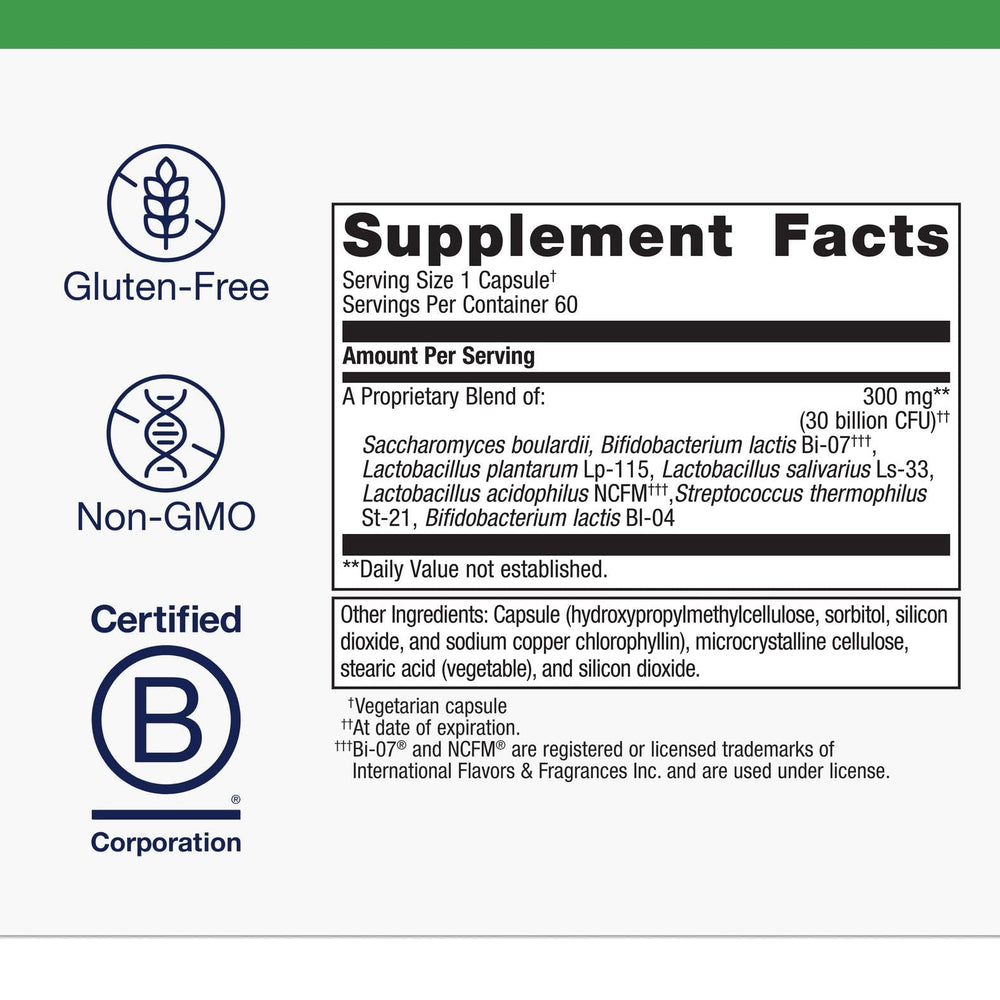 Metagenics UltraFlora Spectrum capsules close-up showing easy daily intake