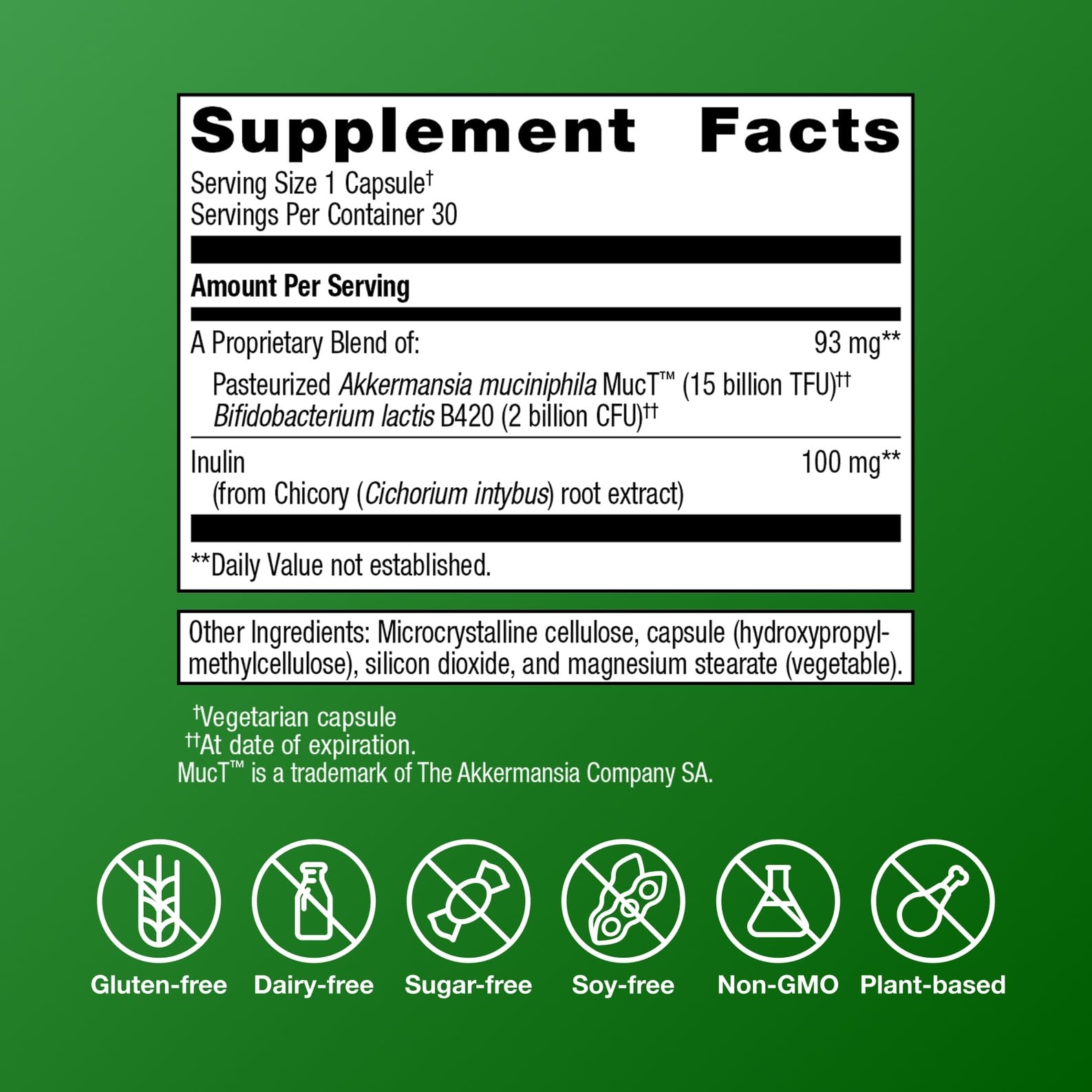 Closeup of Metagenics UltraFlora Triplebiotic capsules as vegan-friendly pills
