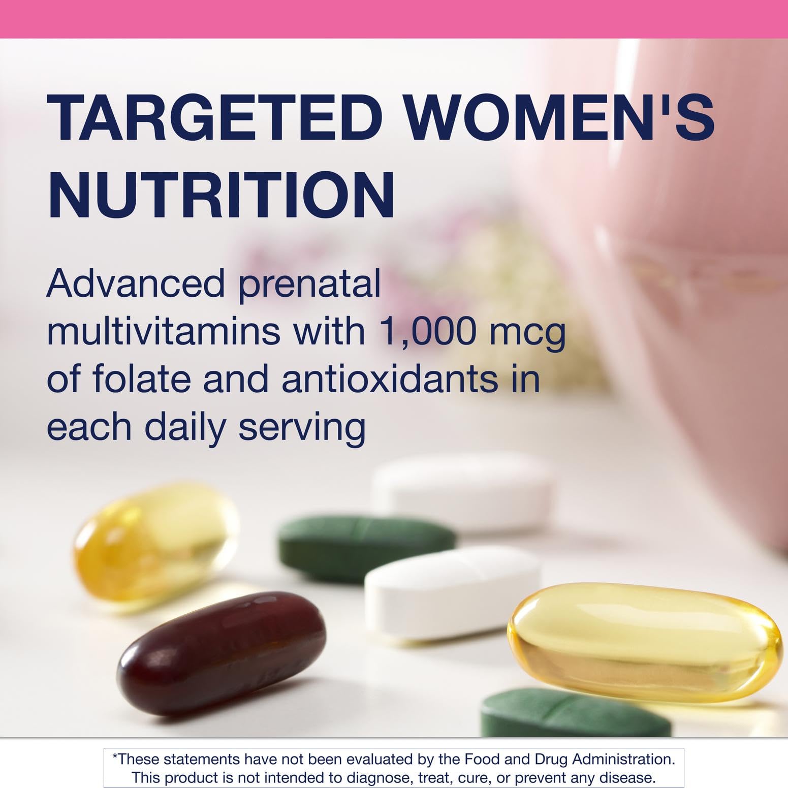 Metagenics Wellness Essentials Pregnancy folate and choline closeup for brain development focus.