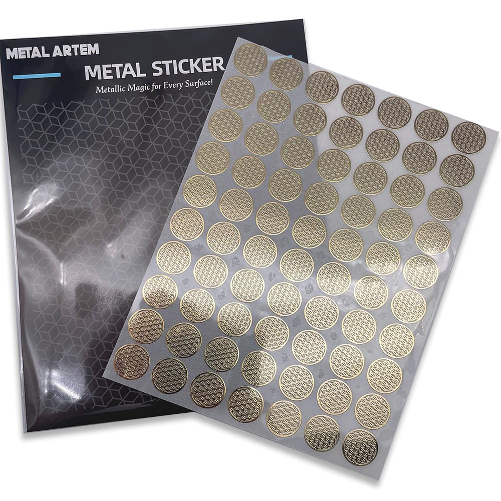 METAL ARTEM Flower of Life gold sticker in a scrapbook embellishment