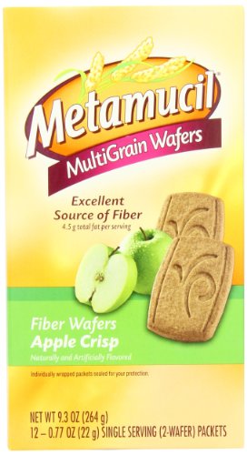 Snack bag with Metamucil Meta Apple Crisp wafers ready to grab.