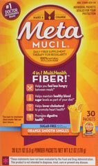 Metamucil Orange Smooth Sugar-Free single-serve for convenient daily fiber and digestive support.