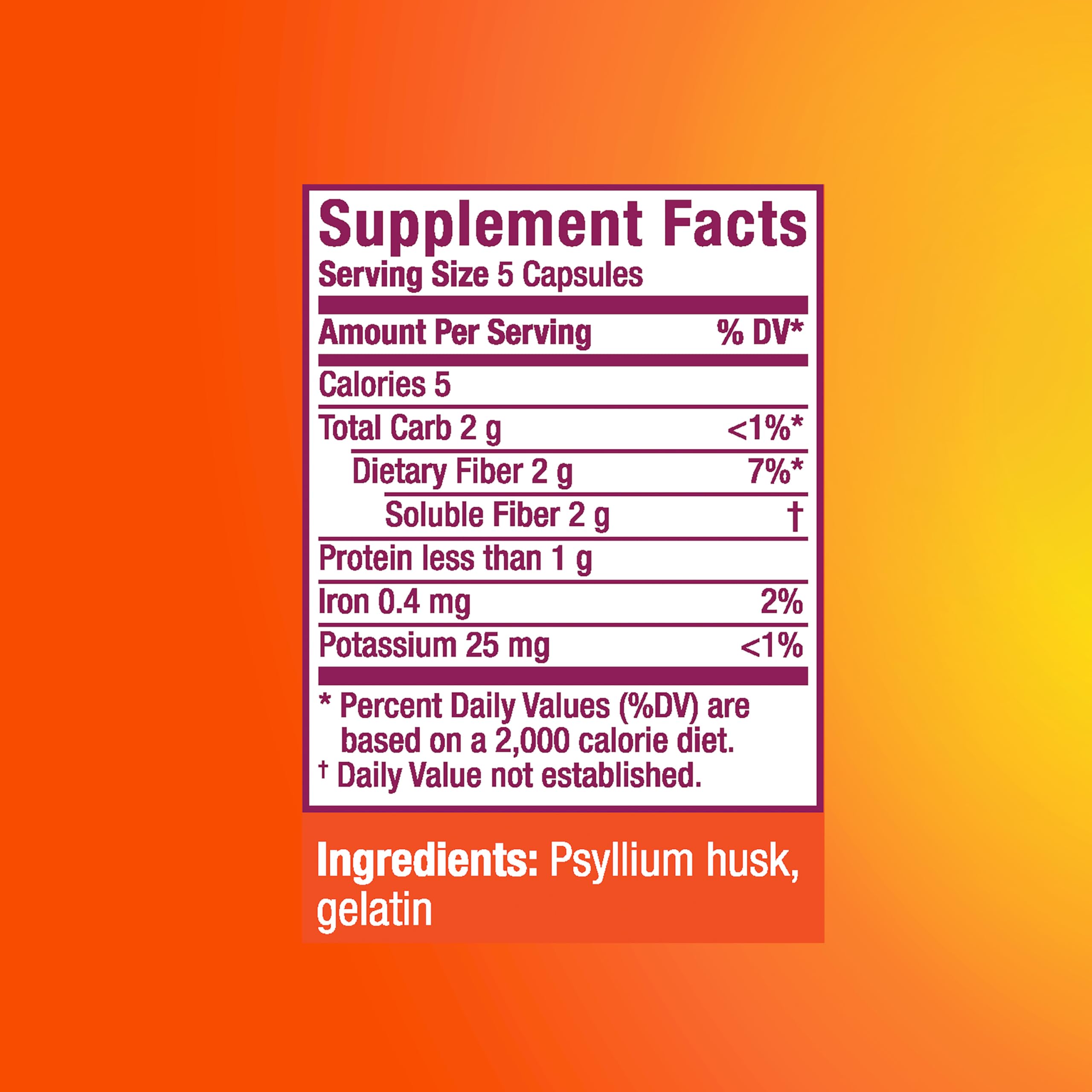 Metamucil box and bottle displayed on kitchen counter