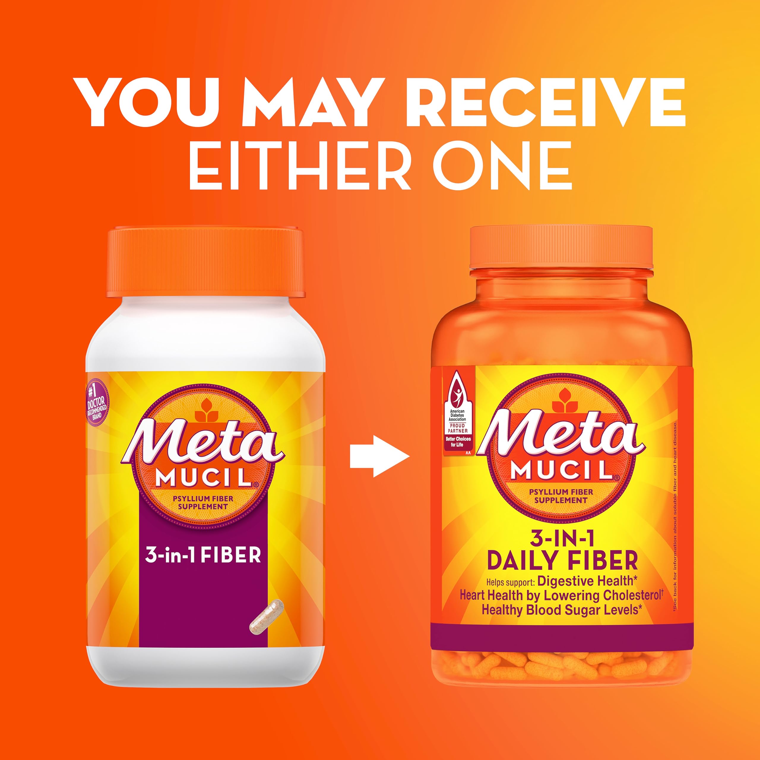 Metamucil psyllium husk capsules ready to use outside bottle