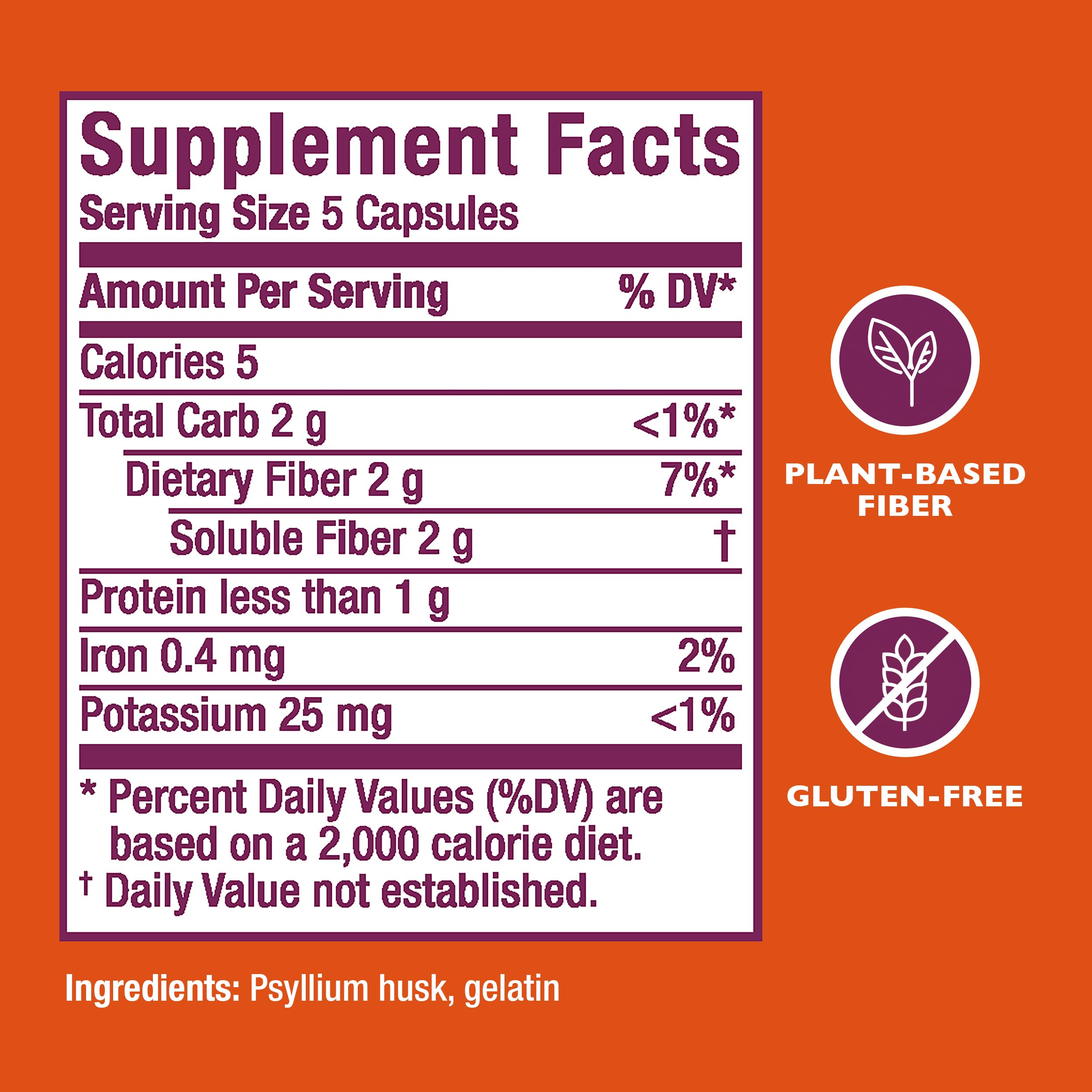 Metamucil psyllium husk ingredients visual hints at natural plant-based fiber