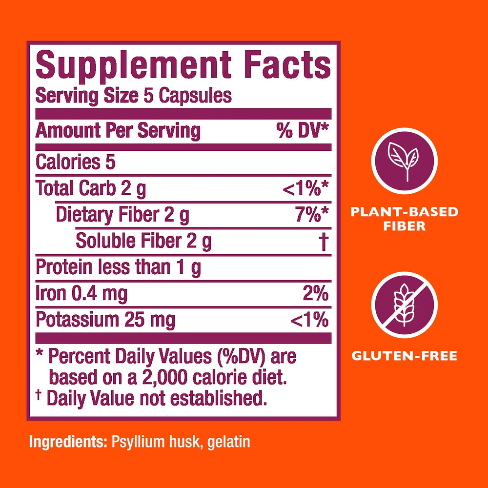 Metamucil psyllium husk ingredients visual hints at natural plant-based fiber