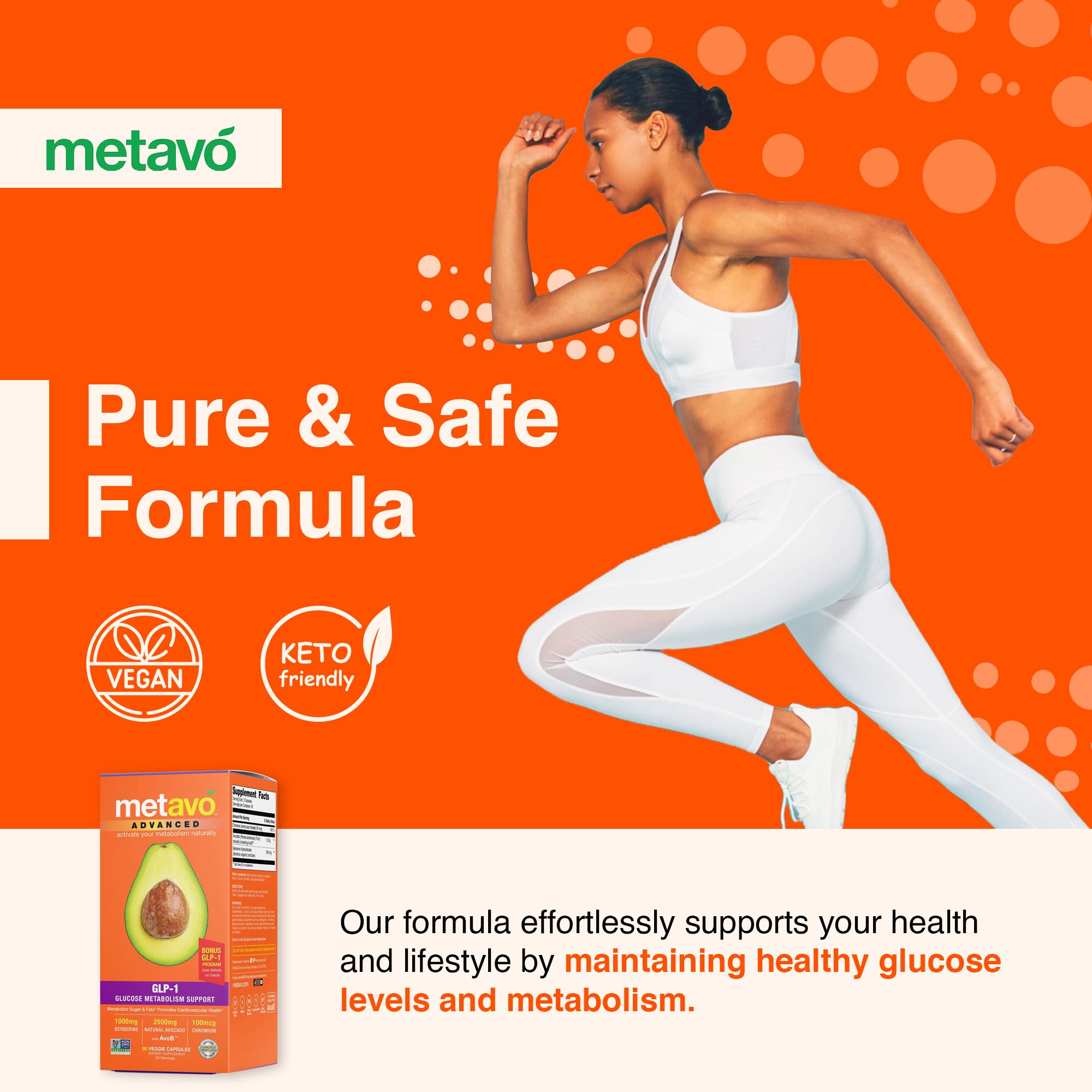 Metavo Advanced GLP-1 QR code on pack grants access to a plan