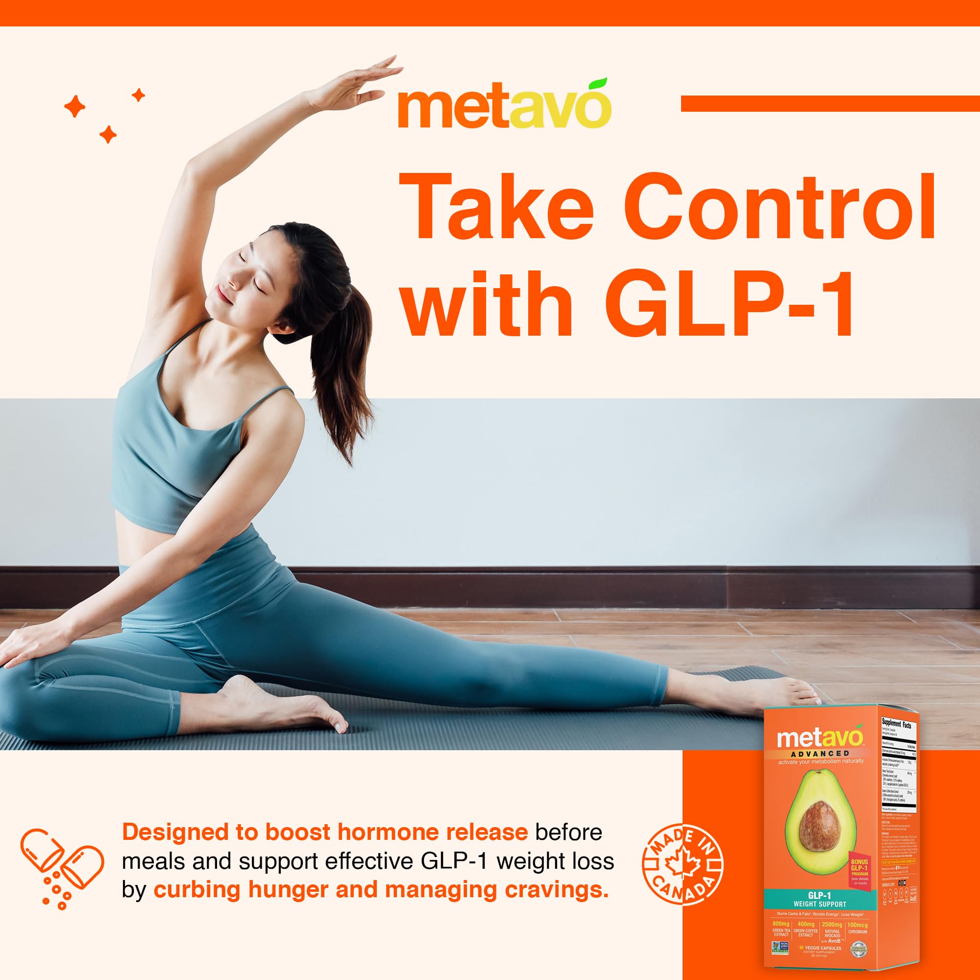 Metavo Vegan capsules on tray showing gluten-free formulation