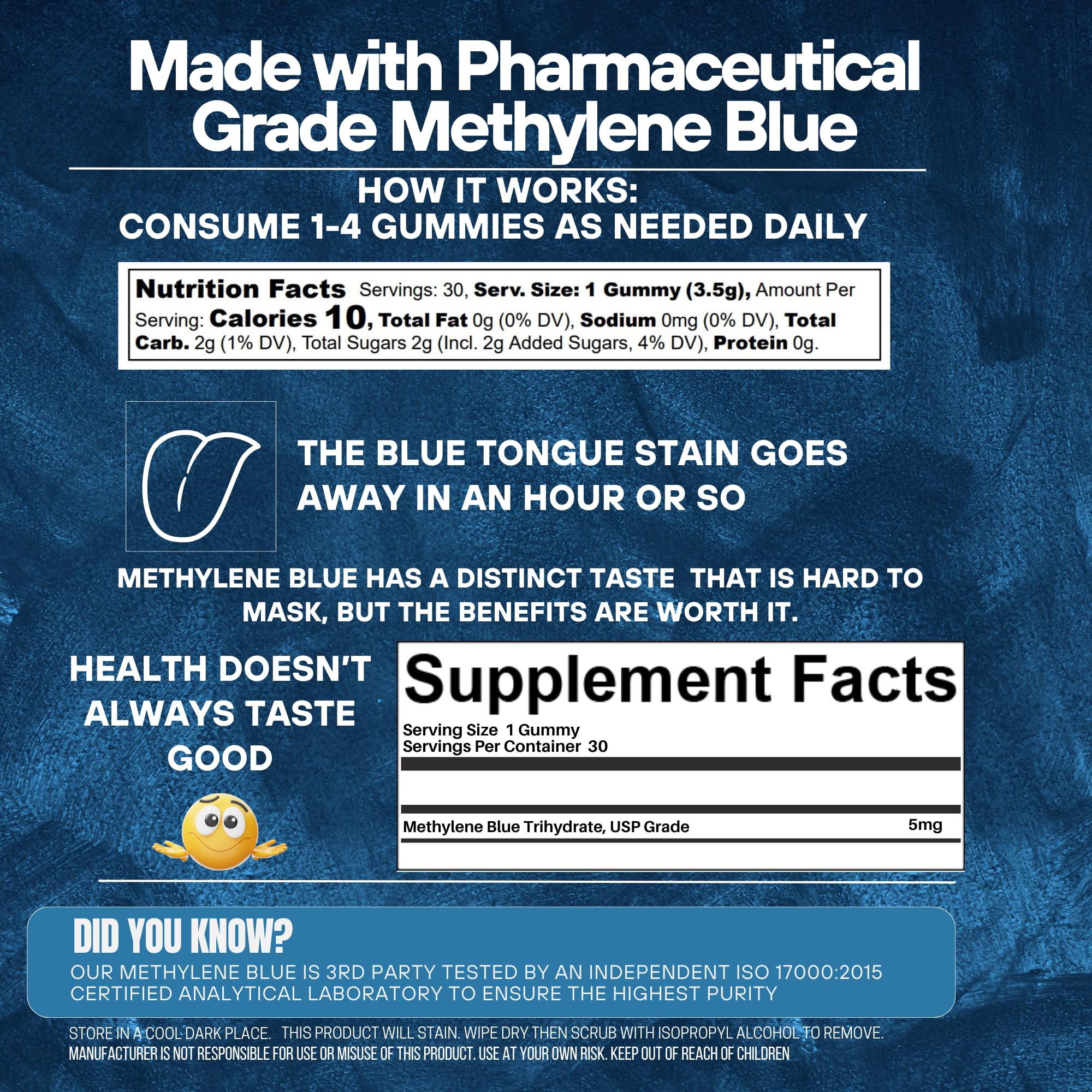 Methylene Blue Co third-party testing pack highlights independent verification for safer supplementation.