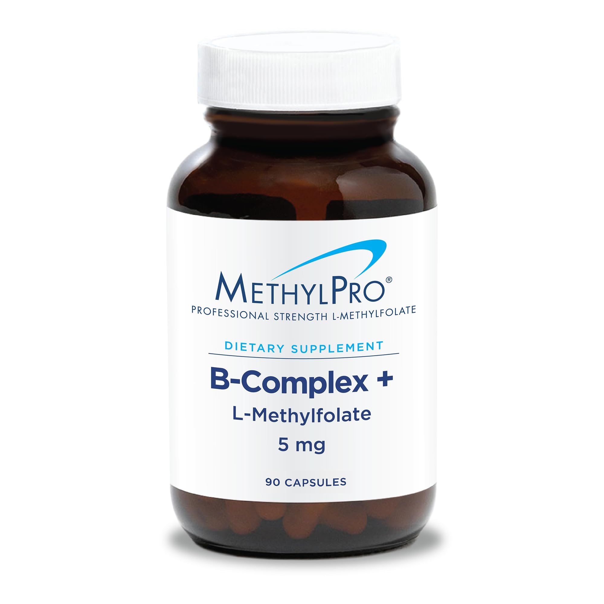 MethylPro B-Complex bottle with 5 mg methylfolate for daily energy.