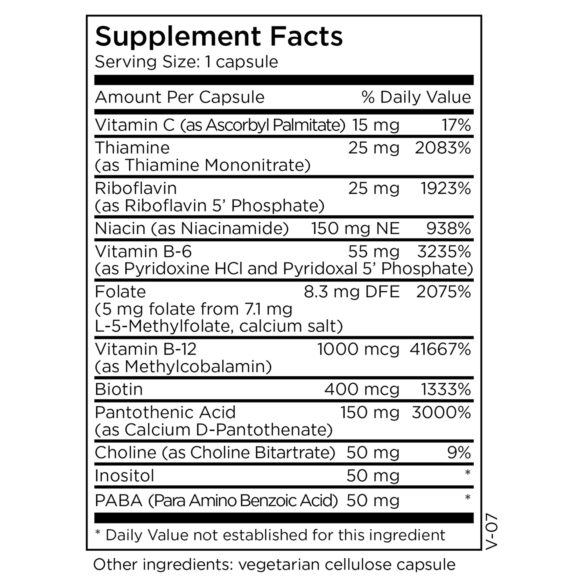 MethylPro B-Complex label close-up highlighting bioactive B vitamins.