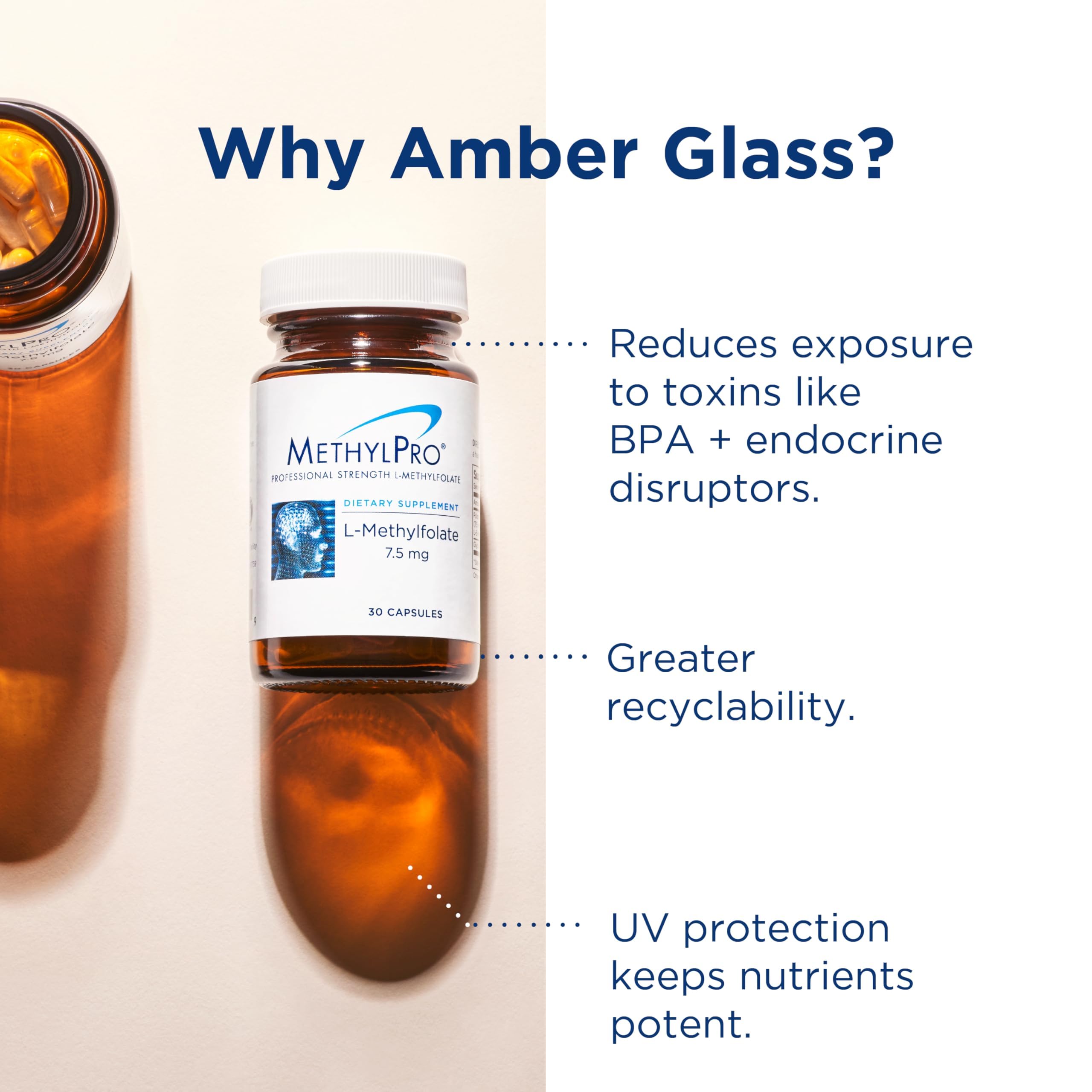 MethylPro amber glass packaging signals premium storage and freshness