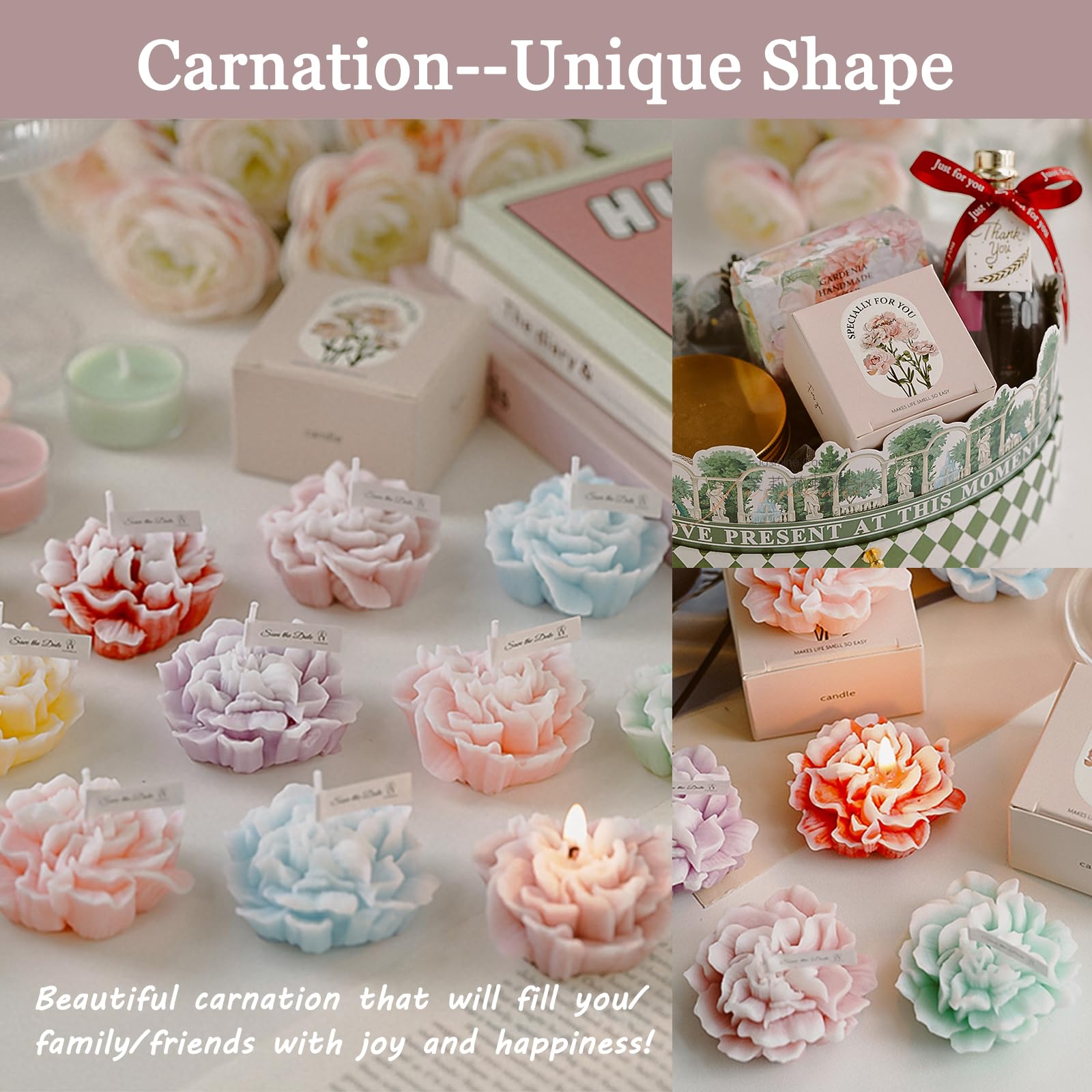 Mewealth Carnation candle makes a thoughtful gift for women.
