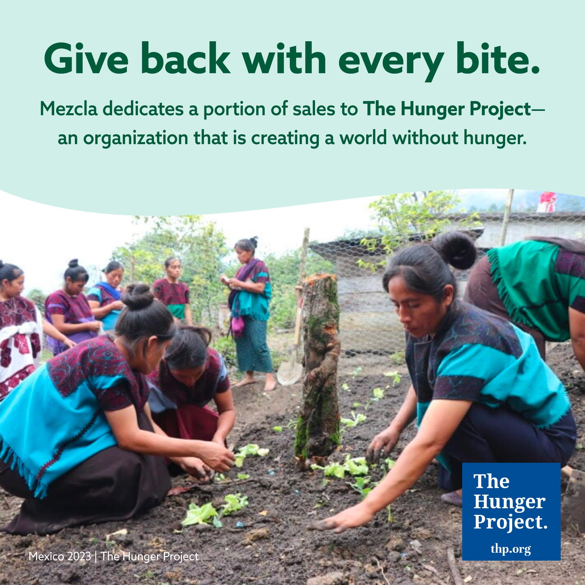 Mezcla Hunger Project donation supports global initiatives with every purchase.