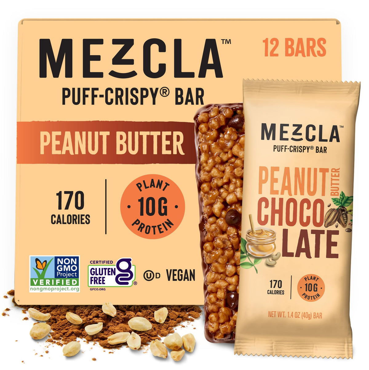 Mezcla Puff Crispy Bar pack – gluten-free vegan protein snack for on-the-go energy.